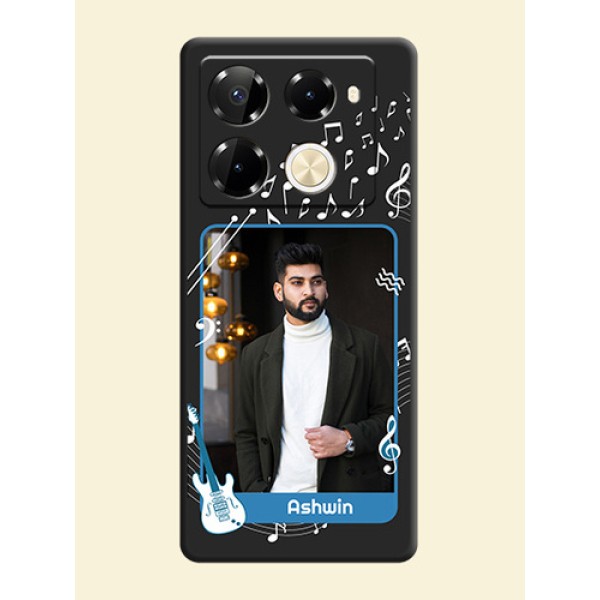 Musical Theme Design with Text on Photo On Space Black Custom Soft Matte Mobile Back Cover - Infinix Note 40 Pro 5G Musical Theme Design with Text on Photo On Space Black Custom Soft Matte Mobile Back Cover - Infinix Note 40 Pro 5G
