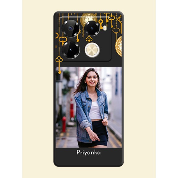 Decorative Design with Text On Space Black Custom Soft Matte Mobile Back Cover - Infinix Note 40 Pro 5G Decorative Design with Text On Space Black Custom Soft Matte Mobile Back Cover - Infinix Note 40 Pro 5G