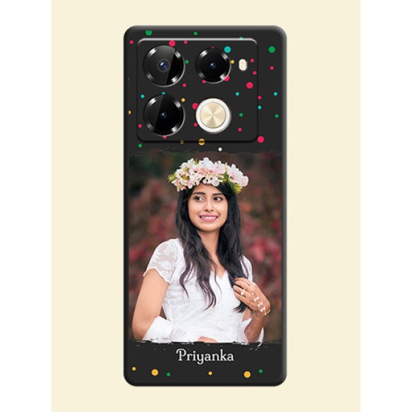 Multicolor Dotted Pattern with Text On Space Black Custom Soft Matte Mobile Back Cover - Infinix Note 40 Pro 5G Multicolor Dotted Pattern with Text On Space Black Custom Soft Matte Mobile Back Cover - Infinix Note 40 Pro 5G