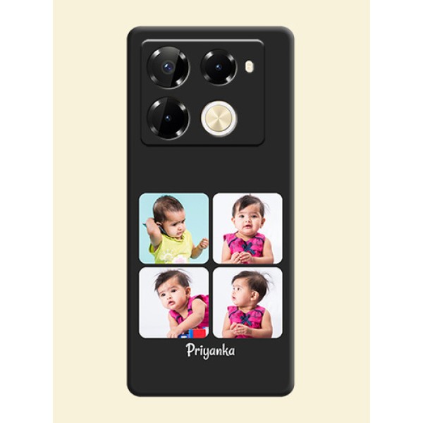 Floral Art with 6 Image Holder on Photo On Space Black Custom Soft Matte Mobile Back Cover - Infinix Note 40 Pro 5G Floral Art with 6 Image Holder on Photo On Space Black Custom Soft Matte Mobile Back Cover - Infinix Note 40 Pro 5G