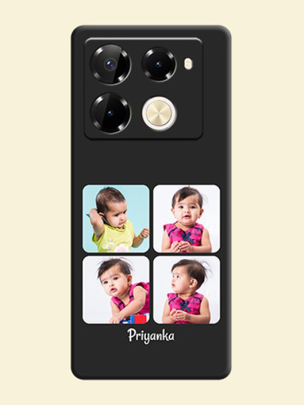 Floral Art with 6 Image Holder on Photo On Space Black Custom Soft Matte Mobile Back Cover - Infinix Note 40 Pro 5G