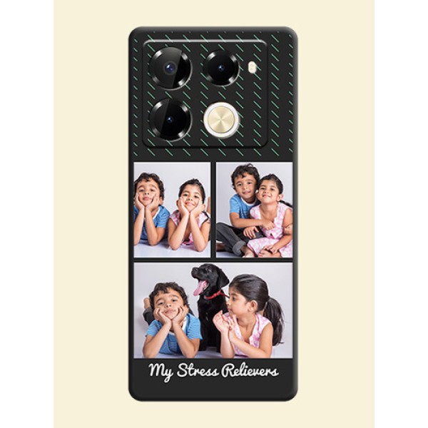 Cross Dotted Pattern with 2 Image Holder On Space Black Custom Soft Matte Mobile Back Cover - Infinix Note 40 Pro 5G Cross Dotted Pattern with 2 Image Holder On Space Black Custom Soft Matte Mobile Back Cover - Infinix Note 40 Pro 5G
