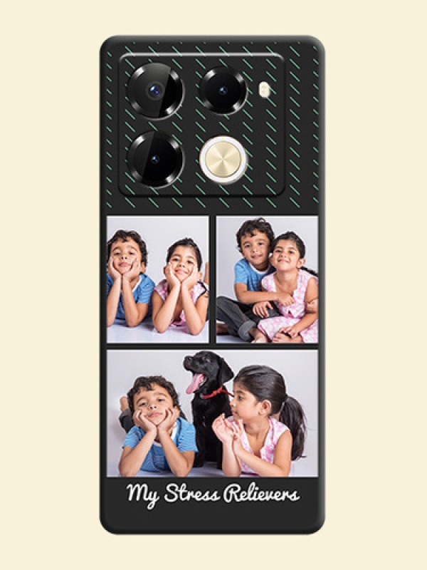 Cross Dotted Pattern with 2 Image Holder On Space Black Custom Soft Matte Mobile Back Cover - Infinix Note 40 Pro 5G