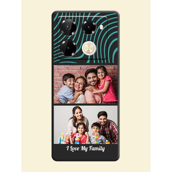 Wave Pattern with 2 Image Holder On Space Black Custom Soft Matte Mobile Back Cover - Infinix Note 40 Pro 5G Wave Pattern with 2 Image Holder On Space Black Custom Soft Matte Mobile Back Cover - Infinix Note 40 Pro 5G