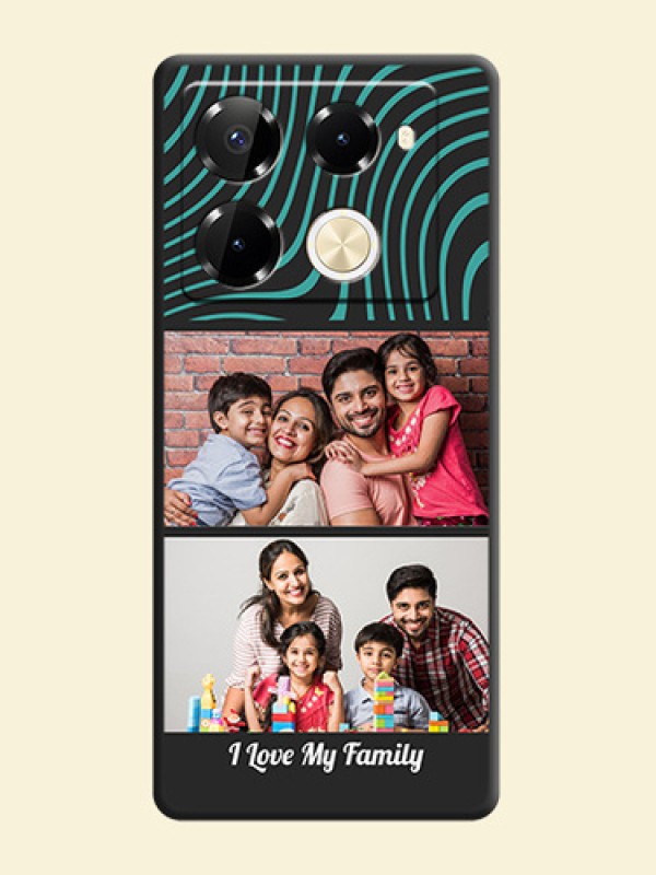 Wave Pattern with 2 Image Holder On Space Black Custom Soft Matte Mobile Back Cover - Infinix Note 40 Pro 5G