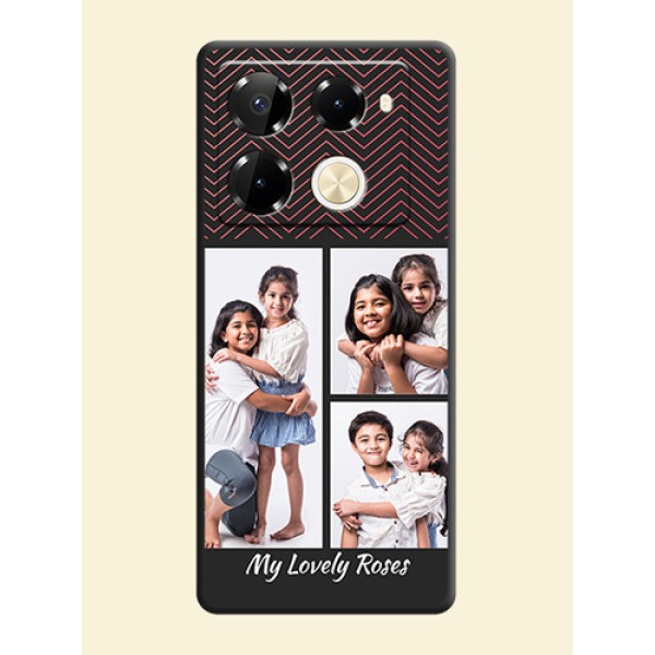 Wave Pattern with 3 Image Holder On Space Black Custom Soft Matte Mobile Back Cover - Infinix Note 40 Pro 5G Wave Pattern with 3 Image Holder On Space Black Custom Soft Matte Mobile Back Cover - Infinix Note 40 Pro 5G