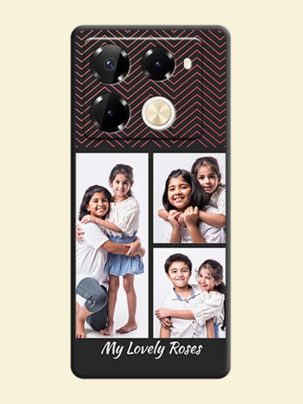 Wave Pattern with 3 Image Holder On Space Black Custom Soft Matte Mobile Back Cover - Infinix Note 40 Pro 5G