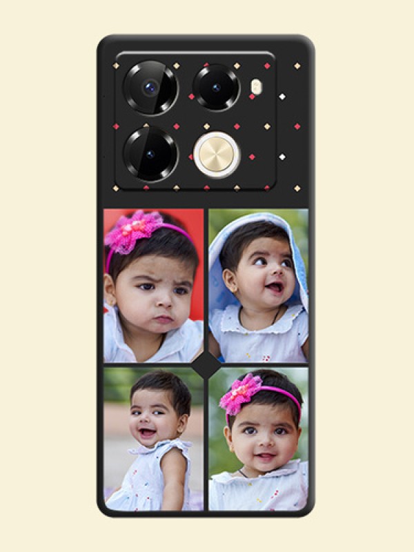 Multicolor Dotted Pattern with 4 Image Holder On Space Black Custom Soft Matte Mobile Back Cover - Infinix Note 40 Pro 5G