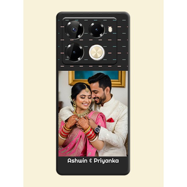 Line Pattern Design with Text On Space Black Custom Soft Matte Mobile Back Cover - Infinix Note 40 Pro 5G Line Pattern Design with Text On Space Black Custom Soft Matte Mobile Back Cover - Infinix Note 40 Pro 5G