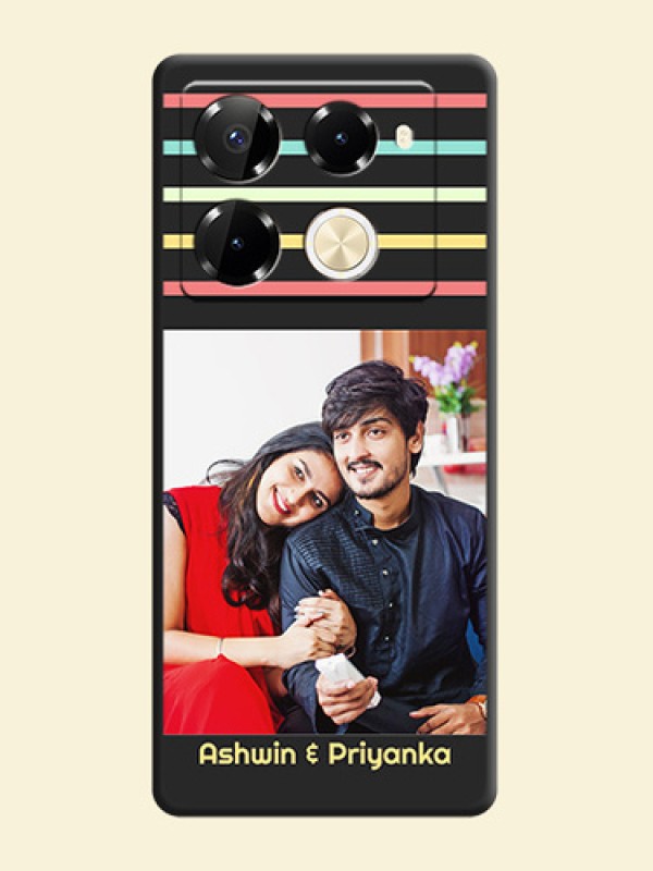 Color Stripes with Photo and Text on Photo On Space Black Custom Soft Matte Mobile Back Cover - Infinix Note 40 Pro 5G