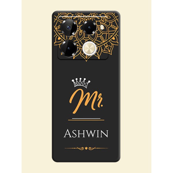 Mr Name with Floral Design On Space Black Custom Soft Matte Mobile Back Cover - Infinix Note 40 Pro 5G Mr Name with Floral Design On Space Black Custom Soft Matte Mobile Back Cover - Infinix Note 40 Pro 5G