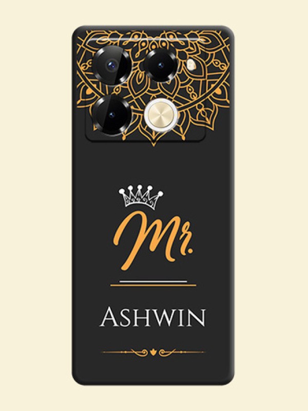 Mr Name with Floral Design On Space Black Custom Soft Matte Mobile Back Cover - Infinix Note 40 Pro 5G