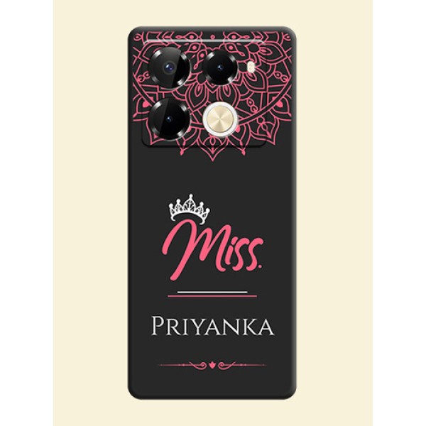 Mrs Name with Floral Design On Space Black Custom Soft Matte Mobile Back Cover - Infinix Note 40 Pro 5G Mrs Name with Floral Design On Space Black Custom Soft Matte Mobile Back Cover - Infinix Note 40 Pro 5G