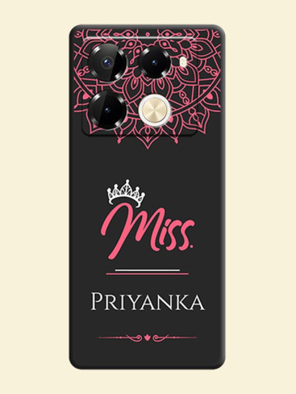 Mrs Name with Floral Design On Space Black Custom Soft Matte Mobile Back Cover - Infinix Note 40 Pro 5G