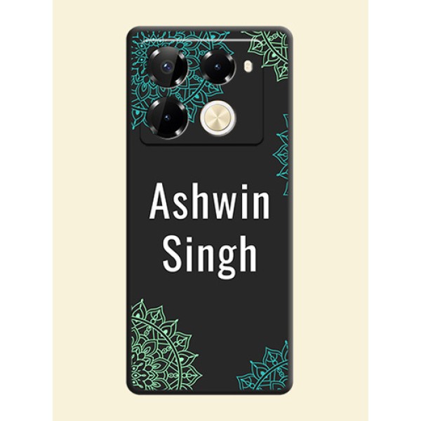 Your Name with Floral Design On Space Black Custom Soft Matte Mobile Back Cover - Infinix Note 40 Pro 5G Your Name with Floral Design On Space Black Custom Soft Matte Mobile Back Cover - Infinix Note 40 Pro 5G