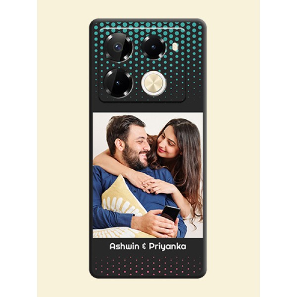 Faded Dots with Grunge Photo Frame and Text On Space Black Custom Soft Matte Mobile Back Cover - Infinix Note 40 Pro 5G Faded Dots with Grunge Photo Frame and Text On Space Black Custom Soft Matte Mobile Back Cover - Infinix Note 40 Pro 5G