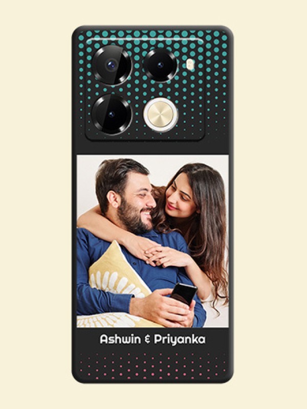 Faded Dots with Grunge Photo Frame and Text On Space Black Custom Soft Matte Mobile Back Cover - Infinix Note 40 Pro 5G