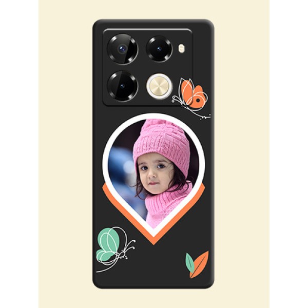 Upload Pic With Simple Butterly Design On Space Black Custom Soft Matte Mobile Back Cover - Infinix Note 40 Pro 5G