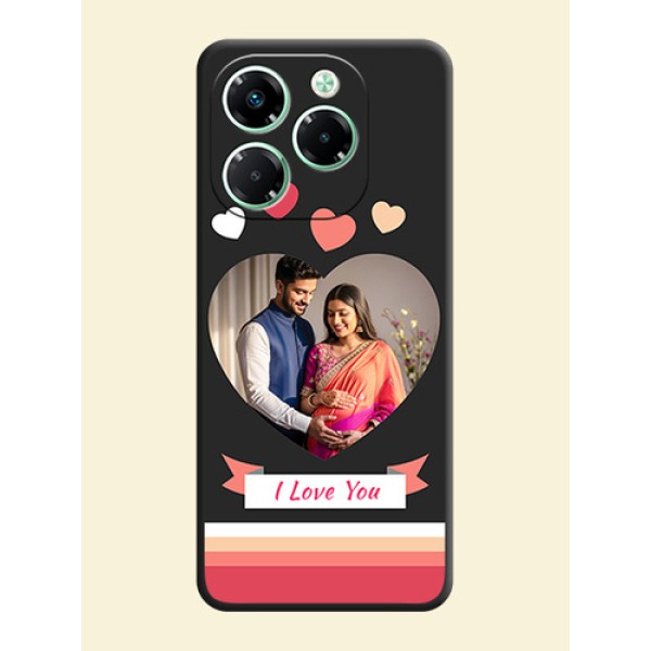 Love Shaped Photo with Colorful Stripes On Space Black Custom Soft Matte Mobile Back Cover - Infinix Note 40X 5G Love Shaped Photo with Colorful Stripes On Space Black Custom Soft Matte Mobile Back Cover - Infinix Note 40X 5G