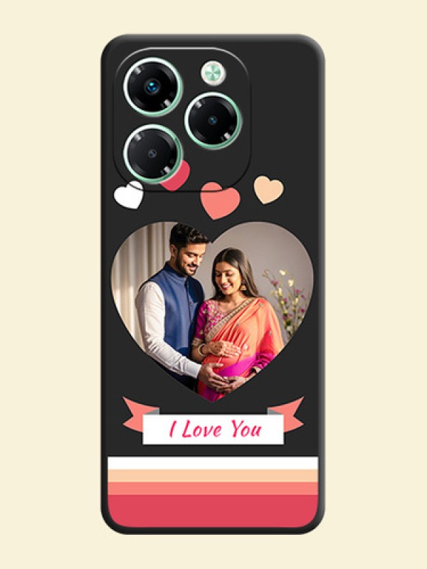 Love Shaped Photo with Colorful Stripes On Space Black Custom Soft Matte Mobile Back Cover - Infinix Note 40X 5G
