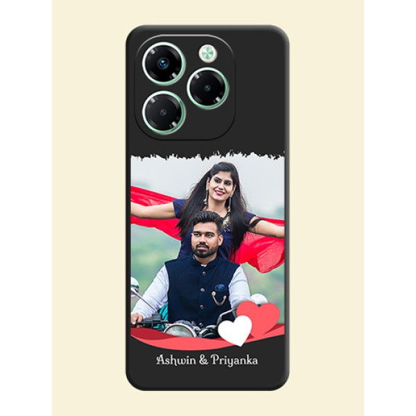 Pin Color Love Shaped Ribbon Design with Text On Space Black Custom Soft Matte Mobile Back Cover - Infinix Note 40X 5G