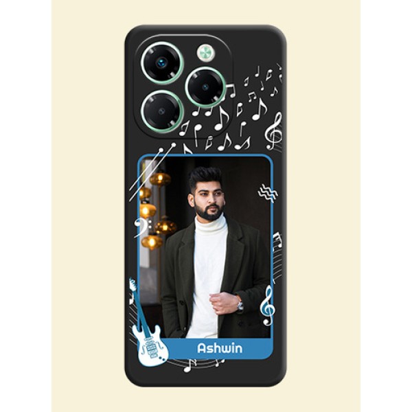 Musical Theme Design with Text on Photo On Space Black Custom Soft Matte Mobile Back Cover - Infinix Note 40X 5G Musical Theme Design with Text on Photo On Space Black Custom Soft Matte Mobile Back Cover - Infinix Note 40X 5G