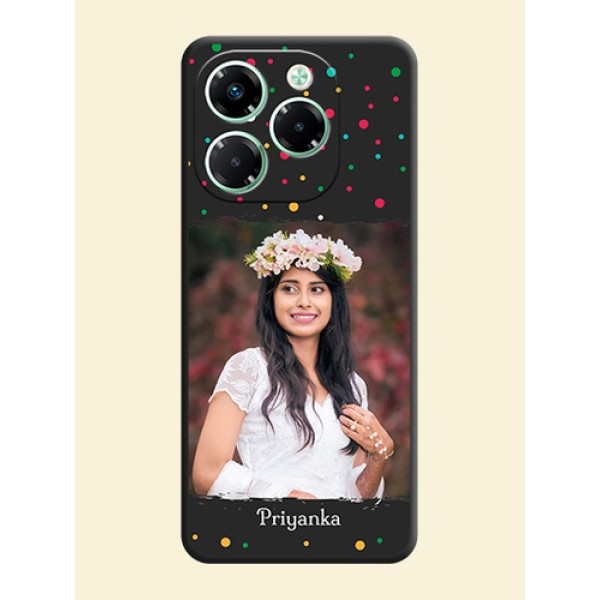 Multicolor Dotted Pattern with Text On Space Black Custom Soft Matte Mobile Back Cover - Infinix Note 40X 5G Multicolor Dotted Pattern with Text On Space Black Custom Soft Matte Mobile Back Cover - Infinix Note 40X 5G