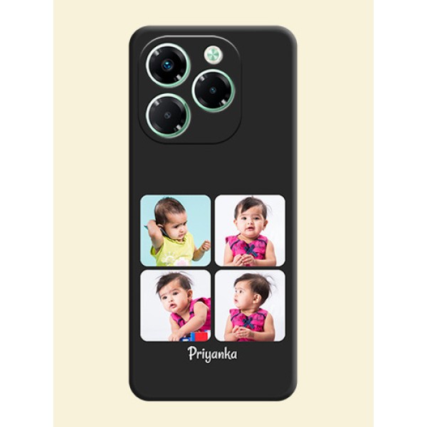Floral Art with 6 Image Holder on Photo On Space Black Custom Soft Matte Mobile Back Cover - Infinix Note 40X 5G Floral Art with 6 Image Holder on Photo On Space Black Custom Soft Matte Mobile Back Cover - Infinix Note 40X 5G