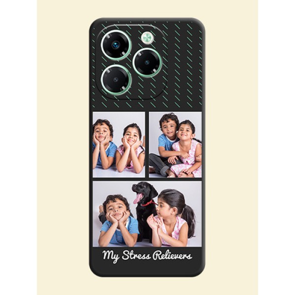 Cross Dotted Pattern with 2 Image Holder On Space Black Custom Soft Matte Mobile Back Cover - Infinix Note 40X 5G Cross Dotted Pattern with 2 Image Holder On Space Black Custom Soft Matte Mobile Back Cover - Infinix Note 40X 5G