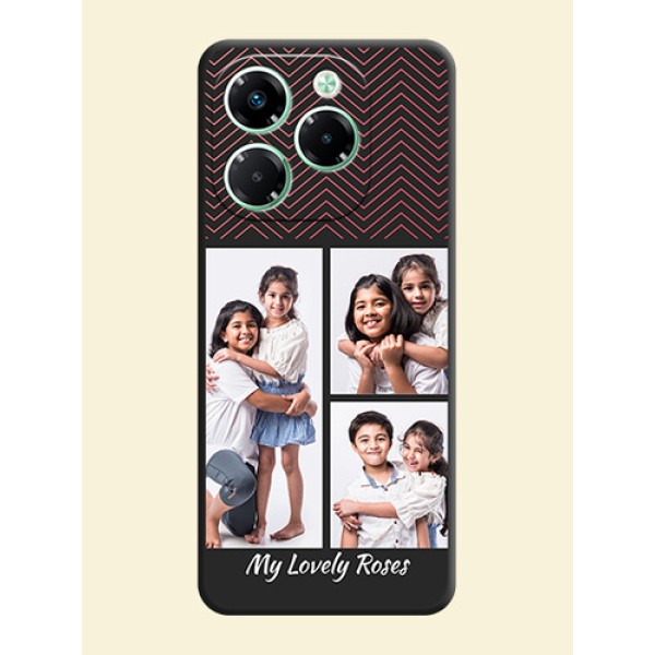 Wave Pattern with 3 Image Holder On Space Black Custom Soft Matte Mobile Back Cover - Infinix Note 40X 5G Wave Pattern with 3 Image Holder On Space Black Custom Soft Matte Mobile Back Cover - Infinix Note 40X 5G