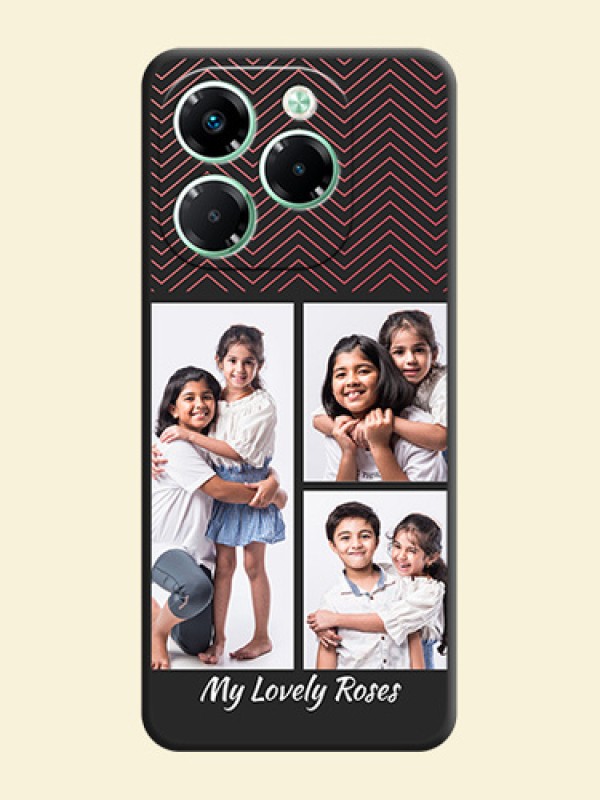 Wave Pattern with 3 Image Holder On Space Black Custom Soft Matte Mobile Back Cover - Infinix Note 40X 5G