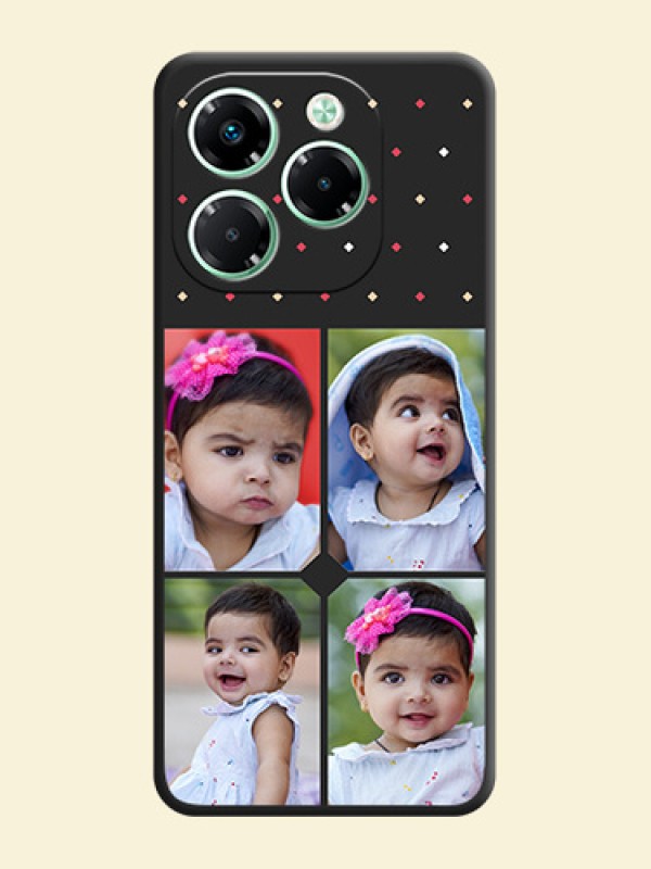 Multicolor Dotted Pattern with 4 Image Holder On Space Black Custom Soft Matte Mobile Back Cover - Infinix Note 40X 5G