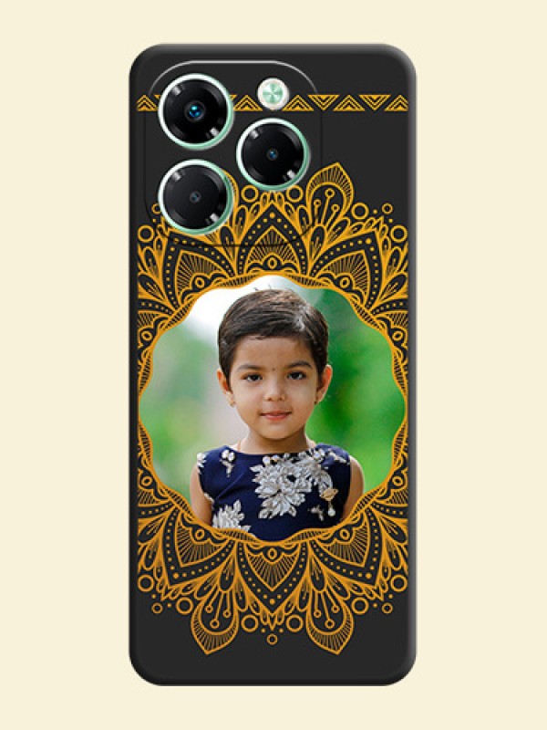Round Image with Floral Design On Space Black Custom Soft Matte Mobile Back Cover - Infinix Note 40X 5G