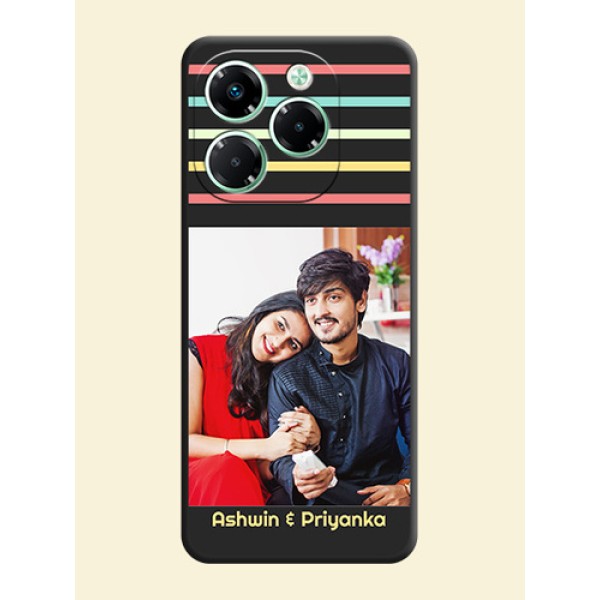 Color Stripes with Photo and Text on Photo On Space Black Custom Soft Matte Mobile Back Cover - Infinix Note 40X 5G Color Stripes with Photo and Text on Photo On Space Black Custom Soft Matte Mobile Back Cover - Infinix Note 40X 5G