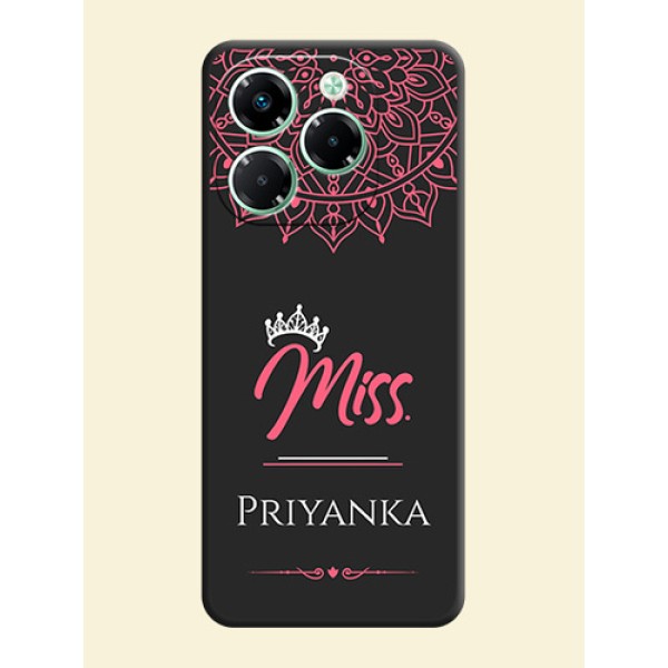 Mrs Name with Floral Design On Space Black Custom Soft Matte Mobile Back Cover - Infinix Note 40X 5G Mrs Name with Floral Design On Space Black Custom Soft Matte Mobile Back Cover - Infinix Note 40X 5G