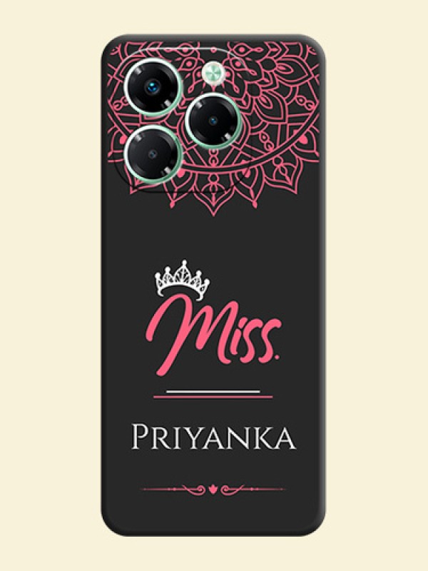 Mrs Name with Floral Design On Space Black Custom Soft Matte Mobile Back Cover - Infinix Note 40X 5G