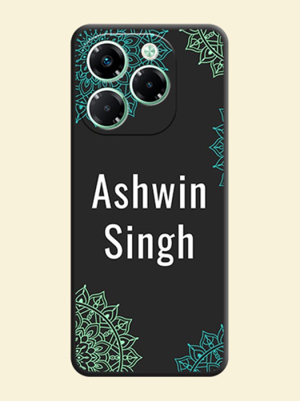 Your Name with Floral Design On Space Black Custom Soft Matte Mobile Back Cover - Infinix Note 40X 5G
