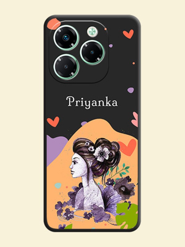 Namecase For Her With Fancy Lady Image On Space Black Custom Soft Matte Mobile Back Cover - Infinix Note 40X 5G
