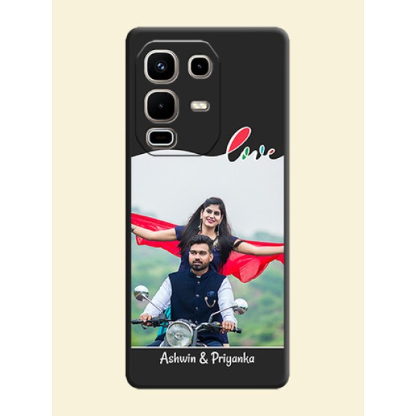 Fall in Love Pattern with Picture on Photo On Space Black Custom Soft Matte Mobile Back Cover - Infinix Note 50s 5G Fall in Love Pattern with Picture on Photo On Space Black Custom Soft Matte Mobile Back Cover - Infinix Note 50s 5G