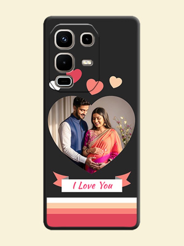 Love Shaped Photo with Colorful Stripes On Space Black Custom Soft Matte Mobile Back Cover - Infinix Note 50s 5G