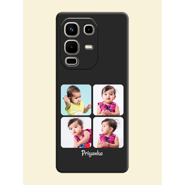 Floral Art with 6 Image Holder on Photo On Space Black Custom Soft Matte Mobile Back Cover - Infinix Note 50s 5G Floral Art with 6 Image Holder on Photo On Space Black Custom Soft Matte Mobile Back Cover - Infinix Note 50s 5G