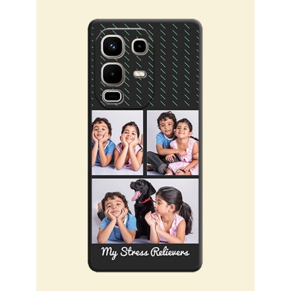 Cross Dotted Pattern with 2 Image Holder On Space Black Custom Soft Matte Mobile Back Cover - Infinix Note 50s 5G Cross Dotted Pattern with 2 Image Holder On Space Black Custom Soft Matte Mobile Back Cover - Infinix Note 50s 5G