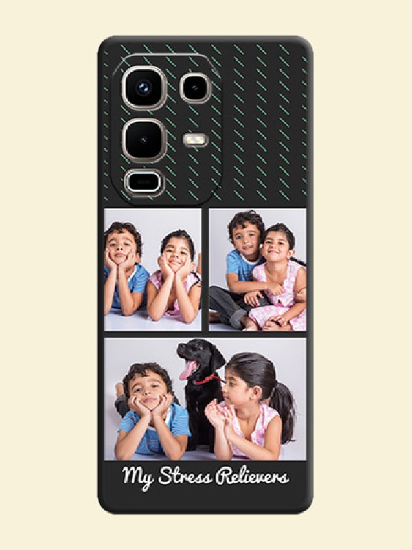 Cross Dotted Pattern with 2 Image Holder On Space Black Custom Soft Matte Mobile Back Cover - Infinix Note 50s 5G