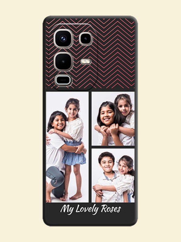 Wave Pattern with 3 Image Holder On Space Black Custom Soft Matte Mobile Back Cover - Infinix Note 50s 5G