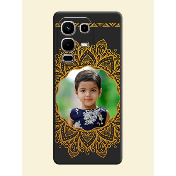 Round Image with Floral Design On Space Black Custom Soft Matte Mobile Back Cover - Infinix Note 50s 5G Round Image with Floral Design On Space Black Custom Soft Matte Mobile Back Cover - Infinix Note 50s 5G