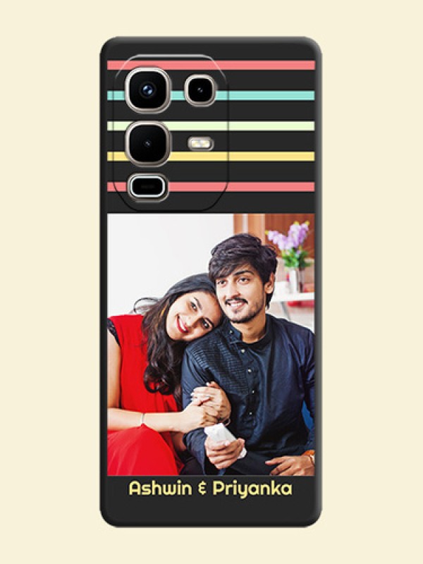 Color Stripes with Photo and Text on Photo On Space Black Custom Soft Matte Mobile Back Cover - Infinix Note 50s 5G