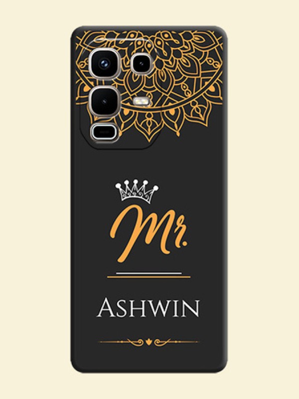 Mr Name with Floral Design On Space Black Custom Soft Matte Mobile Back Cover - Infinix Note 50s 5G
