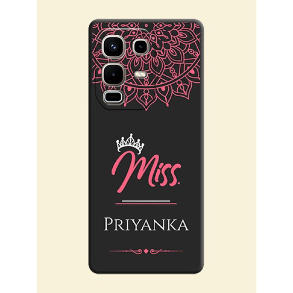 Mrs Name with Floral Design On Space Black Custom Soft Matte Mobile Back Cover - Infinix Note 50s 5G Mrs Name with Floral Design On Space Black Custom Soft Matte Mobile Back Cover - Infinix Note 50s 5G