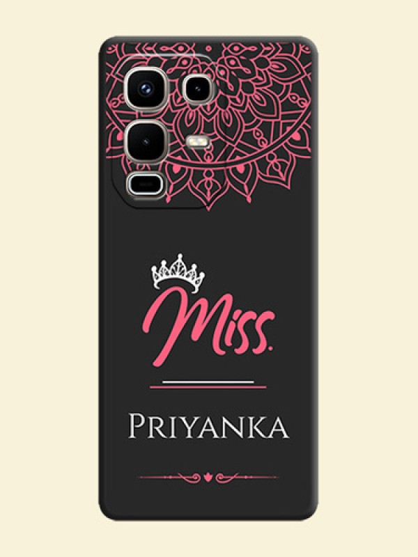 Mrs Name with Floral Design On Space Black Custom Soft Matte Mobile Back Cover - Infinix Note 50s 5G