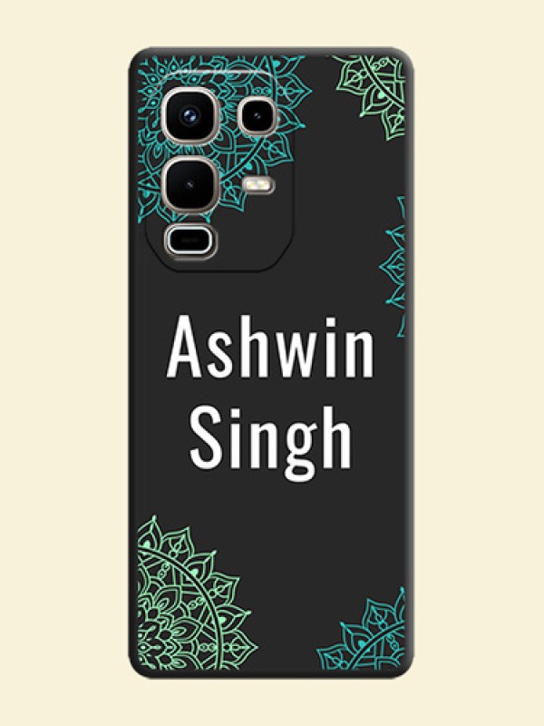 Your Name with Floral Design On Space Black Custom Soft Matte Mobile Back Cover - Infinix Note 50s 5G